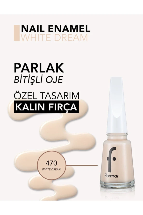 Nail Enamel Yüksek Pigmentli & Parlak Bitişli Oje Fne-470 Whıte Dream - Resim 4