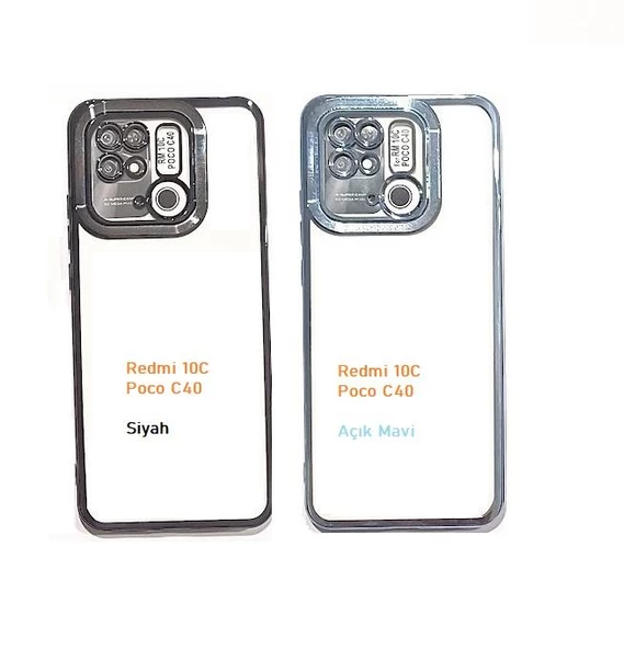 Redmi 10C / Poco C40 Kenarları Renkli Silikon Kılıf - Resim 3