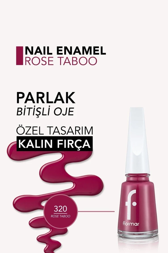 Nail Enamel Yüksek Pigmentli & Parlak Bitişli Oje Fne-320 Rose Taboo - Resim 4