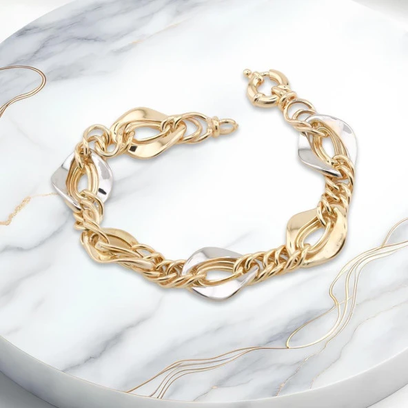 Th5156 Altın Model 925 Ayar Gümüş Hallow Bileklik ürün görseli