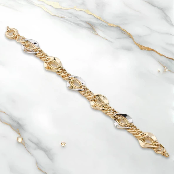 Th5156 Altın Model 925 Ayar Gümüş Hallow Bileklik - Resim 2