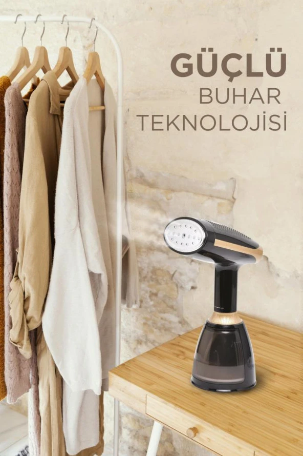 Torima KY-003 Siyah Buharlı Kırışık Giderici 1500W Taşınabilir Seyahat Boy Dikey Ütü - 3