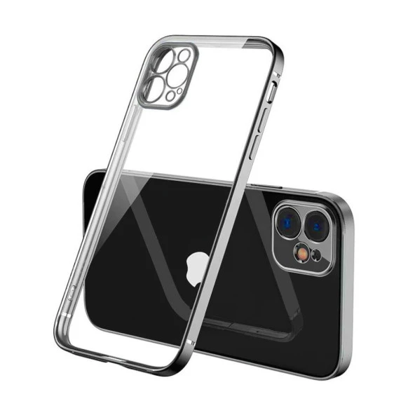 Apple iPhone 12 Pro Silikon Kılıf - Gümüş - Resim 2