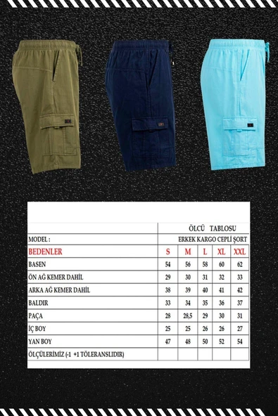 Mint Kargo Cepli Beli Lastikli Unisex Keten Şort  %100 Pamuk - 7