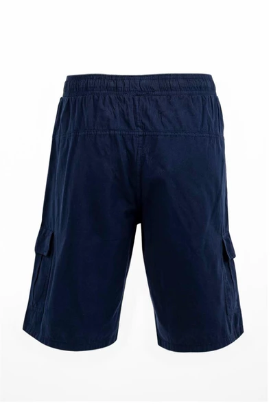 Lacivert Kargo Cepli Beli Lastikli Unisex Keten Şort  %100 Pamuk - 2