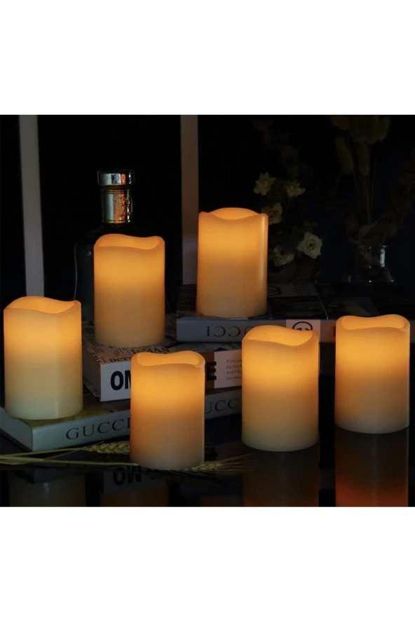 LED mumlar, alevsiz mumlar 200 saat dekorasyon mum sütunları 6'lı set, 10 tuşlu kumanda - 4