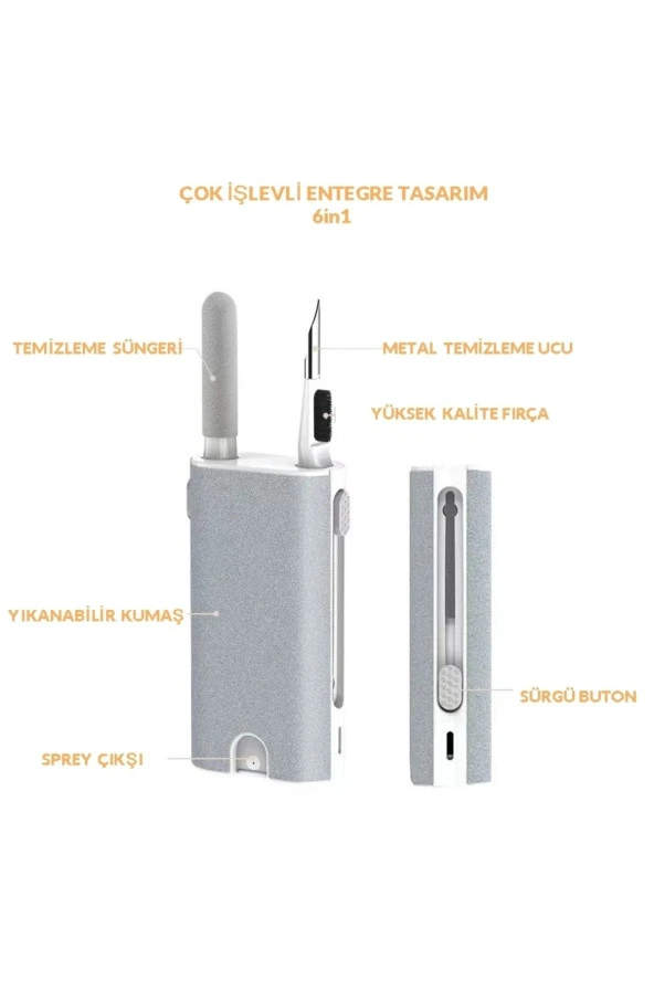 Airpods Temizleme Kiti Kulaklık Ekran Temizleyici 5in1 Taşınabilir Kulaklık Temizlik Kit Kalemi - 2