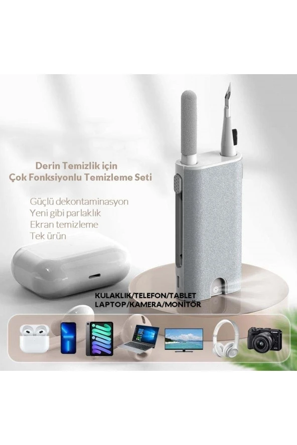 Airpods Temizleme Kiti Kulaklık Ekran Temizleyici 5in1 Taşınabilir Kulaklık Temizlik Kit Kalemi - 3