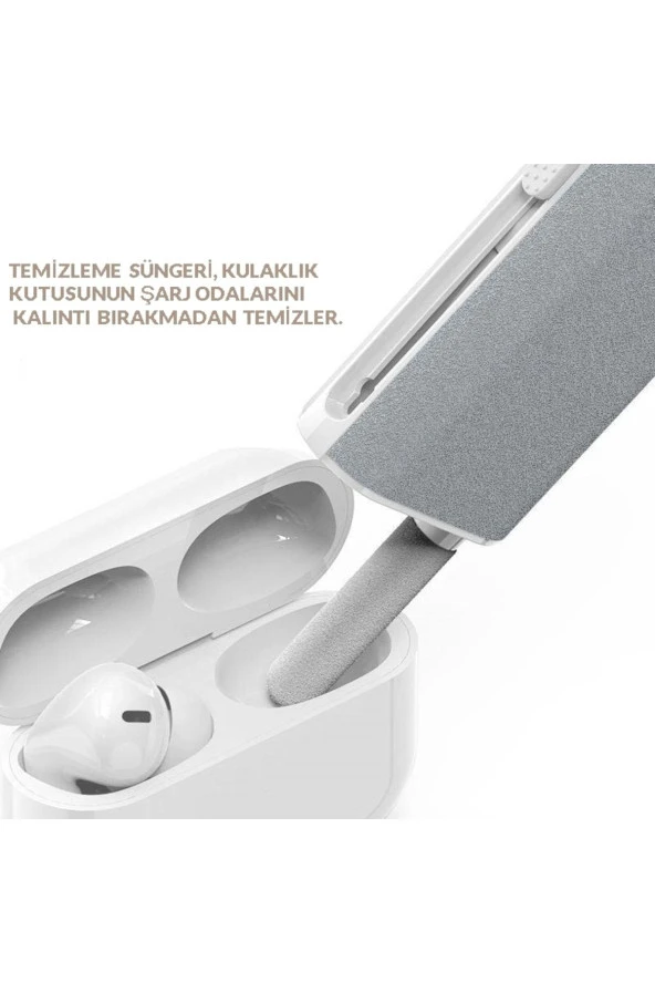 Airpods Temizleme Kiti Kulaklık Ekran Temizleyici 5in1 Taşınabilir Kulaklık Temizlik Kit Kalemi - 6