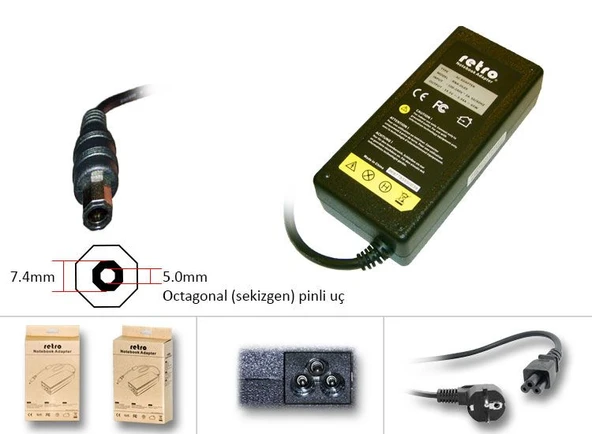 Retro RNA-DL03 Dell 65W Pinli Sekizgen Uç Notebook ürün görseli 1