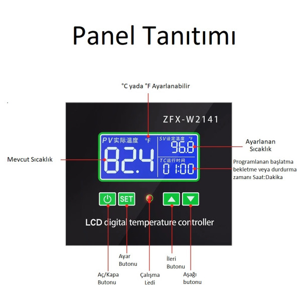 YATE10 W2142A-220V/7A PID Kontrollü Termostat - 3