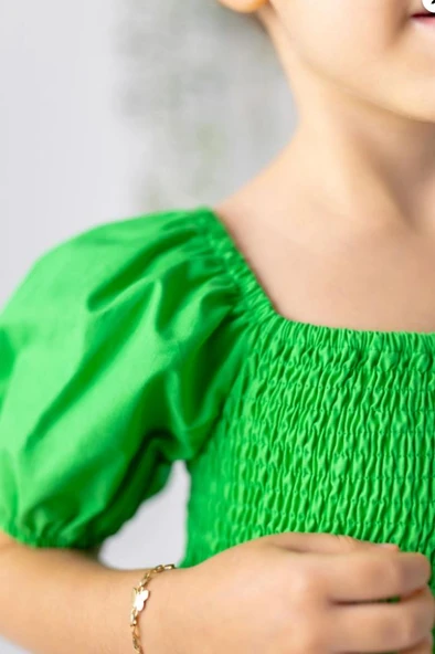 ZEYLAND YEŞİL KIZ ÇOCUK ELBİSE - Resim 3