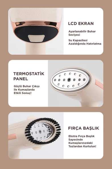 Torima KY-003 Beyaz Buharlı Kırışık Giderici 1500W Taşınabilir Seyahat Boy Dikey Ütü - 6