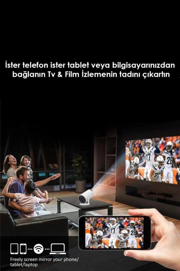 Torima HY300 PRO Taşınabilir Sinema Projektörü Ev Sineması Bluetooth Android 11 Akıllı Projeksiyon Wifi - 3