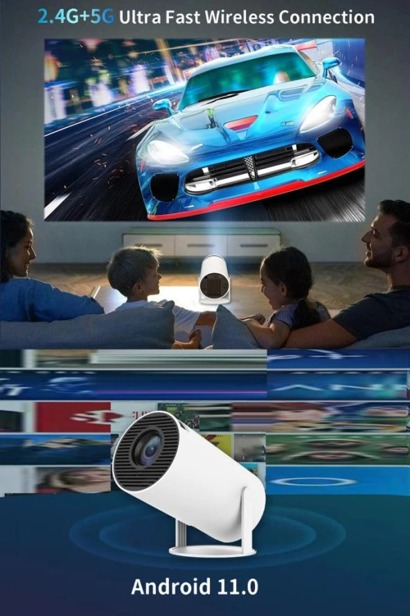 Torima HY300 PRO Taşınabilir Sinema Projektörü Ev Sineması Bluetooth Android 11 Akıllı Projeksiyon Wifi - 5