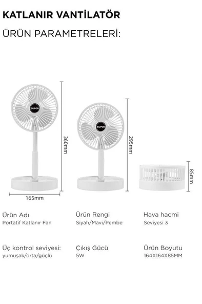 Torima F-06 Siyah Mini Fan Vantilatör Masa Fan - Resim 4