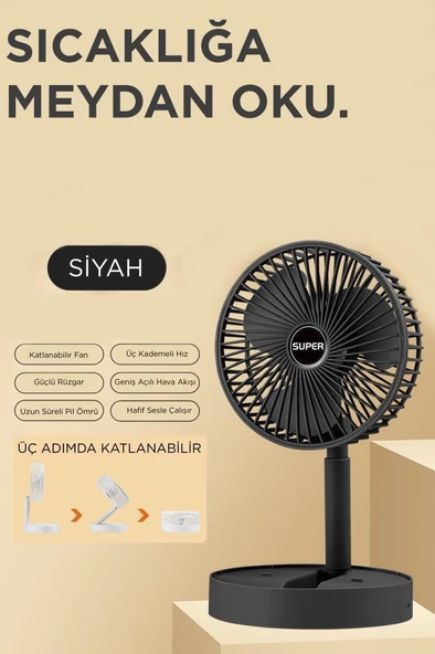 Torima F-06 Siyah Mini Fan Vantilatör Masa Fan - Resim 5