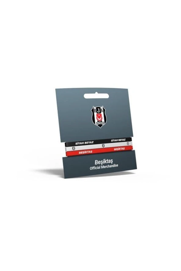 Beşiktaş Orijinal 3'lü Silikon Bileklik Kartal Baskılı Hediyelik Ahşap Kutulu - 3