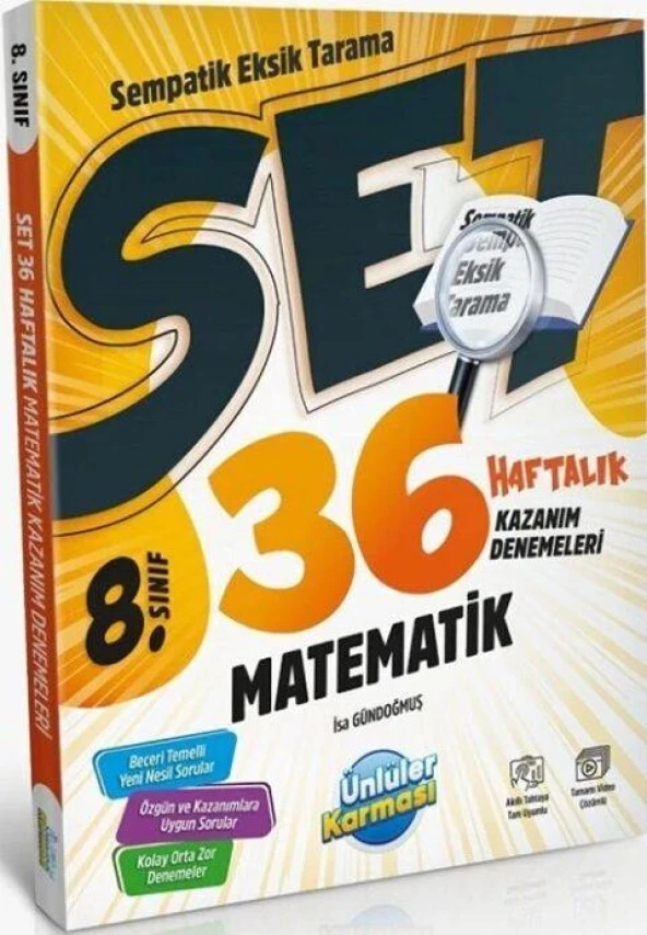 8. Sınıf Matematik SET 36 Haftalık Kazanım Denemeleri Ünlüler Yayınları