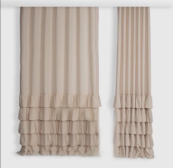 Pamuklu Buldan Keten Çok Fırfırlı Fon Perde Tek Kanat Bej Fon - 4