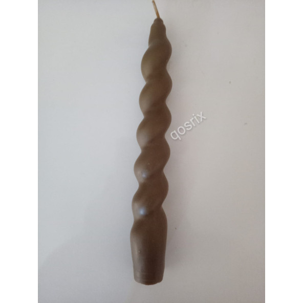 qosrix Kahverengi İtalyan Burgulu Şamdan Mumu Doğal Kokulu Uzun Çubuk Konik Burgu Spiral Mum Dekoratif 1 Adet - 5