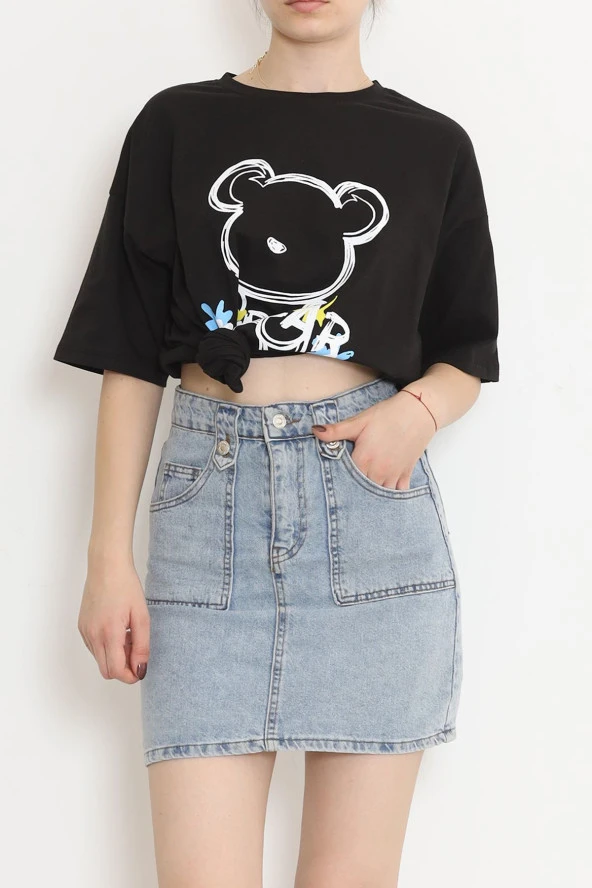 Baskılı Oversize Tişört Siyah - 16496.1567. - 4