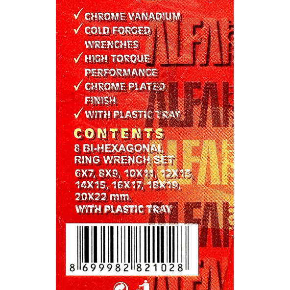 Alfa Tech Kombine Anahtar Takımı Seti Yıldız İki Ağızlı 8 Parça - 2