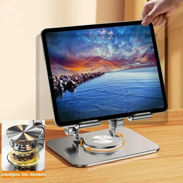 Zhltools Katlanabilir Alüminyum Tablet ve Telefon Tutucu Standı Gri - 6