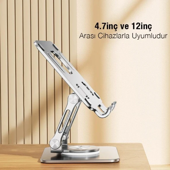 Zhltools Katlanabilir Alüminyum Tablet ve Telefon Tutucu Standı Gümüş - 2