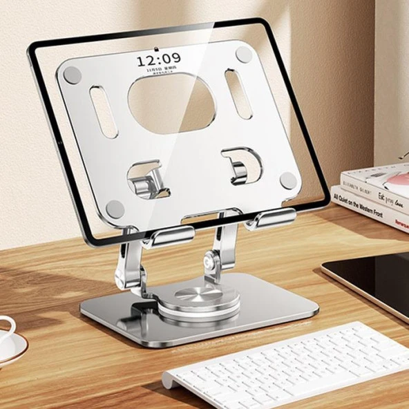 Zhltools Katlanabilir Alüminyum Tablet ve Telefon Tutucu Standı Gümüş - 7