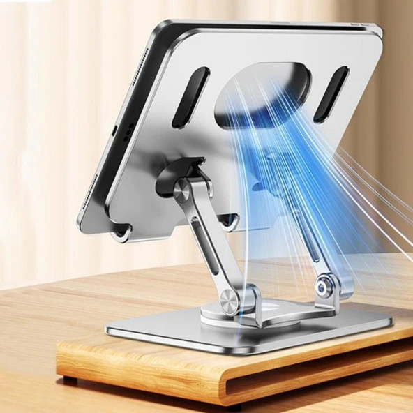 Zhltools Katlanabilir Alüminyum Tablet ve Telefon Tutucu Standı Gümüş - 8