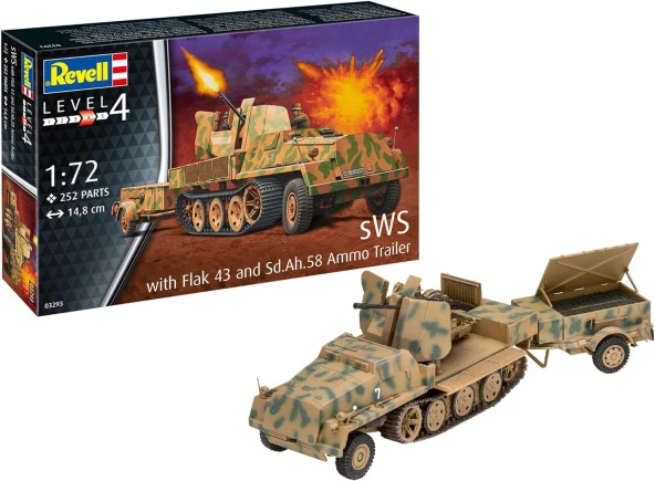 sWS with Flak43 ve Sd.Ah58 Cephane Arabası Model Kit Askeri Araç