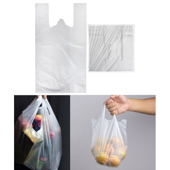 Beyaz Poşet 200 Adetli 1. Kalite Orta Boy Orijinal Hışır Atlet Poşet Market Manav Poşeti Çöp Poşeti ürün görseli