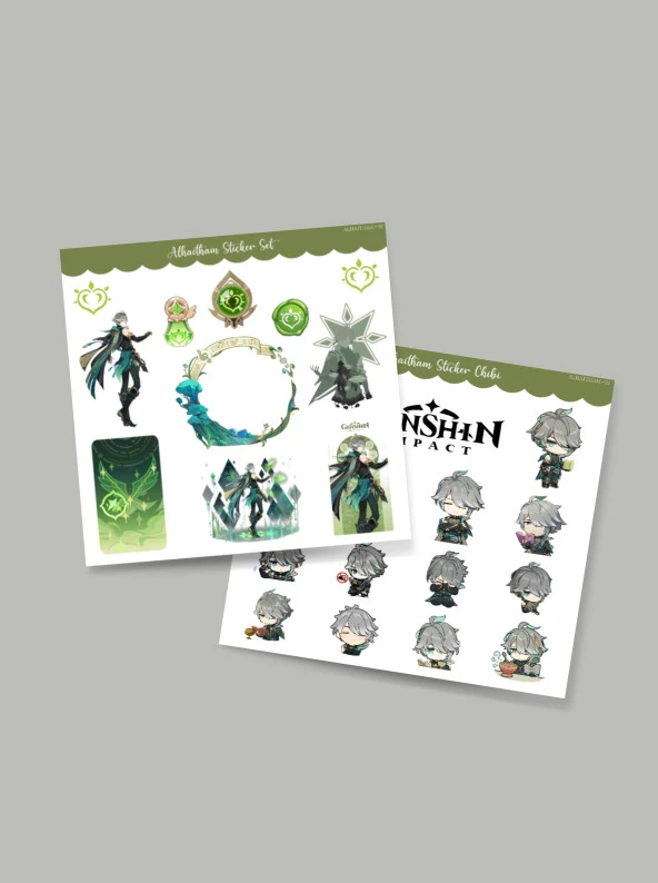 Genshin - Alhaitham 2'li Sticker Seti Parlak Kağıt - 2