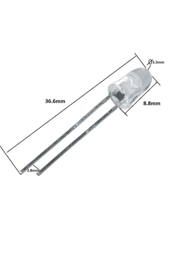 5mm Led Şeffaf Kırmızı 10 Adet - Resim 3