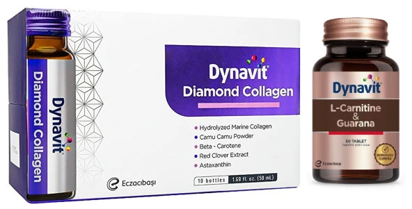 Dynavit Diamond Collagen 50 ml x 10 Şişe + Dynavit L-Carnitine & Guarana 30 Tablet