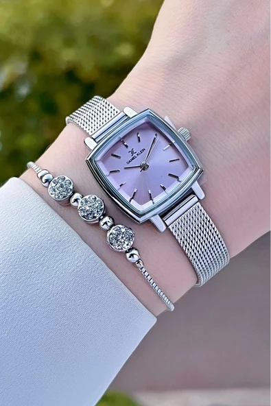 Daniel Klein DKISTE1219 Kadranı Pembe Kordonu Gümüş Renk Hediye Paketli Kadın Kol Saati ve Bileklik - Resim 4