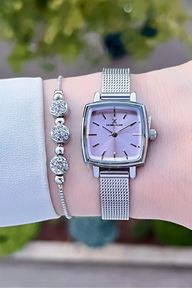 Daniel Klein DKISTE1219 Kadranı Pembe Kordonu Gümüş Renk Hediye Paketli Kadın Kol Saati ve Bileklik - Resim 3