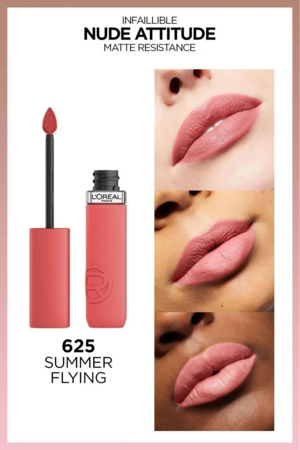 L'oreal Paris Infaillible Matte Resistance Likit Mat Ruj - 625 Summer Flying - 2
