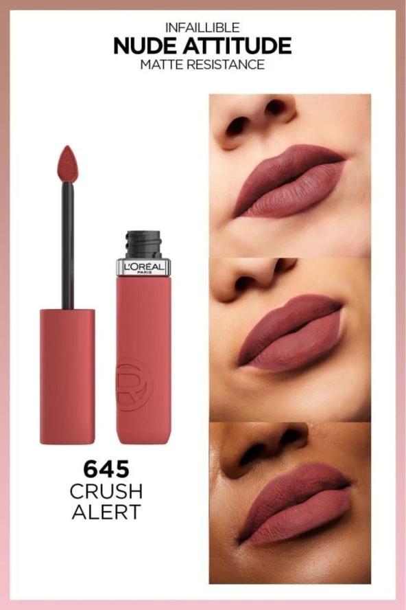L'oreal Paris Infaillible Matte Resistance Likit Mat Ruj - 645 Crush Alert - 2