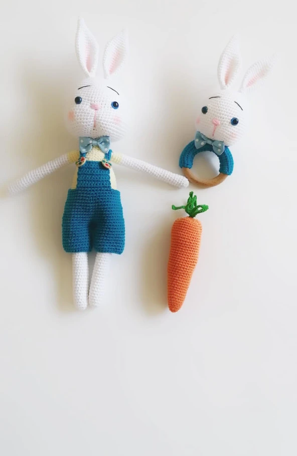 Havuçlu Tavşan Set Amigurumi Organik Oyuncak - 1