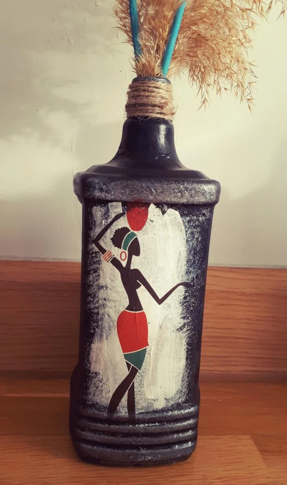 Himarry el yapımı Afrikalı kadın figürlü biblo vazo