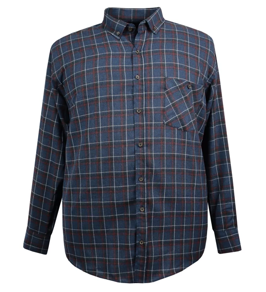 Erkek Büyük Beden 125 Kilo İçin Uygun Pamuklu Uzun Kollu Oduncu Gömlek ürün görseli