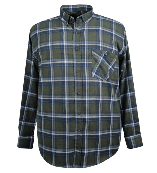 Erkek Büyük Beden 125 Kilo İçin Uygun Pamuklu Uzun Kollu Oduncu Gömlek