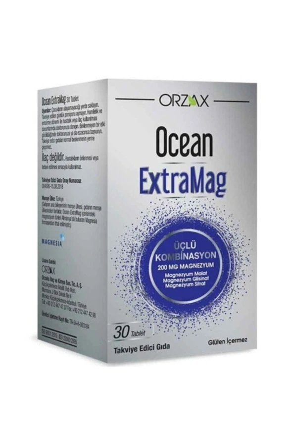 Ocean Extramag Üçlü Kombinasyon Takviye Edici Gıda 30 Tablet