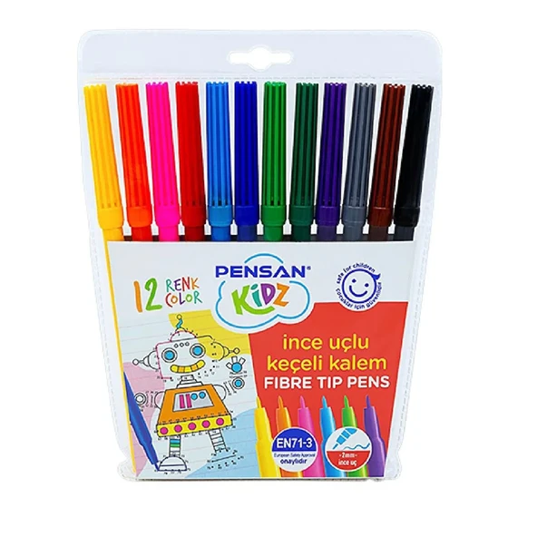 Pensan Eco Kidz 12 Renk İnce Uçlu Keçeli Kalem / 5000