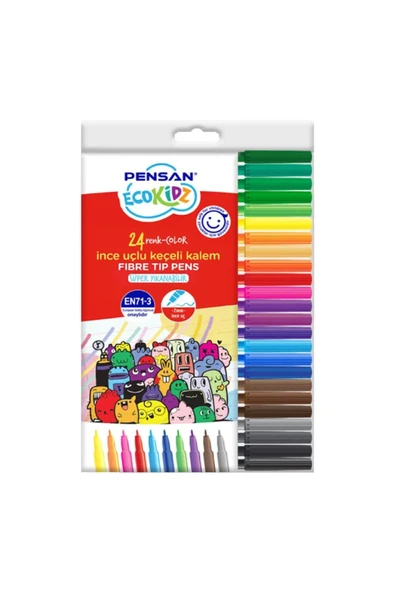 Pensan Eco Kidz 24 Renk İnce Uçlu Keçeli Kalem / 5000