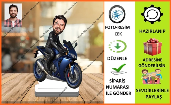 Bay Motorcu Karikatür Biblo,Sevgiliye Hediye,Doğum Günü Hediyesi - 1