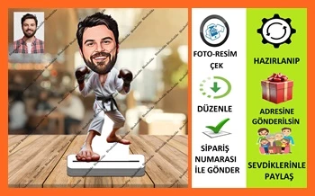 Kareteci Sporcu Karikatür Biblo,Sevgiliye Hediye,Doğum Günü Hed - 1