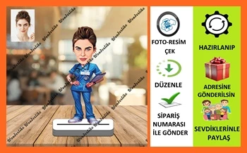 Sağlık Çalışanı Karikatür Biblo,Sevgiliye Hediye,Doğum Günü Hedi ürün görseli